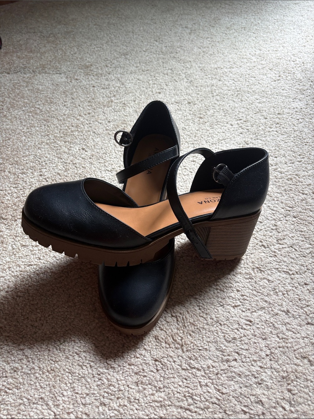 Arizona Jean Company Black Mary Jane Heels with Ankle Strap - Picture 2 of 3